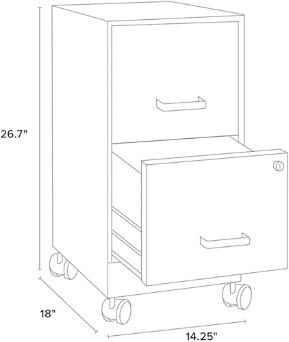 Miniatura 73 de Pemberly Row Gabinete de archivo vertical inteligente móvil de 18in 2 cajones blanco perla