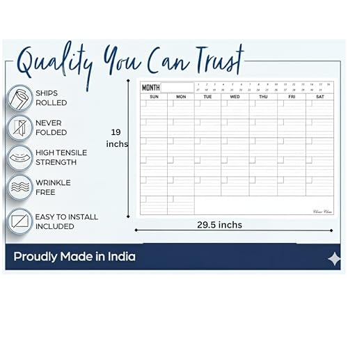 Image of ThinkCrafts 2026 Wall Calendar Daily Planner, Large Format 28.5x19 Inches, Writable Surface with Color Dot Stickers, 12 Month (D, 20x30)