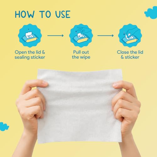 Image of Dignity Poochie 100% Biodegradable Baby Wipes Enriched with Aloe Vera and Vitamin E, 150 x 200 mm (Pack of 1) 80 Wipes
