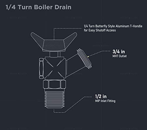 Midline Valve 68344 Boiler Drain Valve, With 1/4 Turn Butterfly T-Handle 1/2 In. Mip Inlet X 3/4 In. Mht Outlet, Brass, Lead-Free #TOP4
