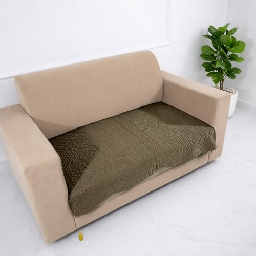 Image of Homerz Premium Petal Charm Sofa Cover | Embossed Floral Pattern | Soft Touch, Anti-Dust & Easy Wash Fabric Cloth, Washable and Durable (Brown, 2 Seater, Only Seat Cover)