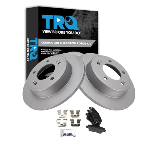 Image of TRQ Rear Brake Pad and Rotor Set Ceramic Coated Rotors Compatible with 2017-2020 Hyundai Elantra 2020-2022 Venue 2020-2022 Kia Soul