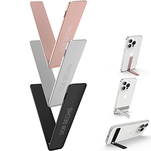 Dob Sechs 3Pcs Phone Kickstand Stick On, Ultra-Thin, Portable, Vertical And Horizontal Phone Stand, Angle Adjustable, Aluminum Alloy Cell Phone Kickstand For Phone, Ipad, Tablet, Black+Silver+Pink #TOP8