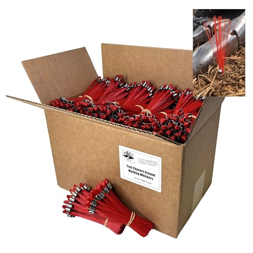 Trail Chasers Red Survey Whiskers 6 Inch, 1000 Count – Ground Marking Flags for Surveying, Construction, Landscaping, Property Line & Trail Marking (Flags Only, No Nails)