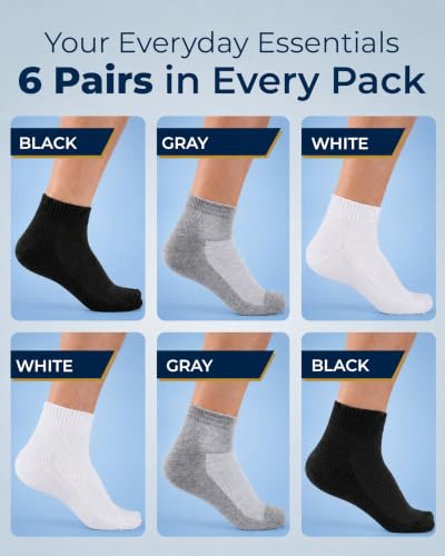 Image of Pembrook Ankle Diabetic Socks for Women & Men | 6 Pairs | Wide Non Binding Socks Quarter Length | Edema Neuropathy Socks