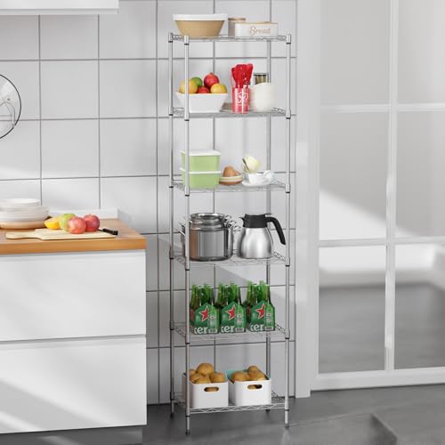 BestOffice 6-Shelf Storage Shelves, Adjustable Shelving Unit Wire Shelving Metal Shelves,11.8" D x 16.7" W x 63.6" H,Chrome by BestOffice - Image 7