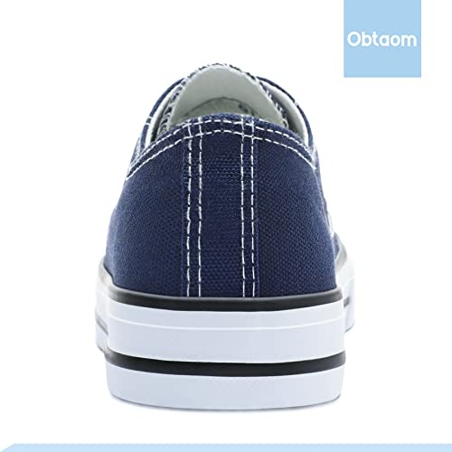 Obtaom Women’s Navy Canvas Shoes Low Top Fashion Sneakers Slip On Walking Shoe(Navy Us6) #TOP4