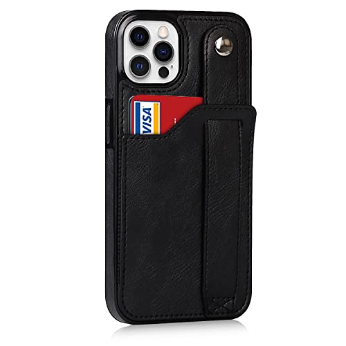 Housse iPhone 12 Pro Max cuir portefeuille étui protection avec sangle stand