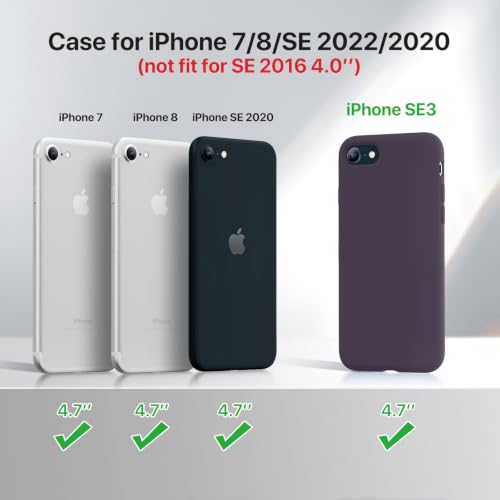 Image of Miracase Ultra Slim Designed for iPhone SE Case 2022(3rd Gen) /iPhone SE 2020 Case(2nd Gen) /iPhone 7 Case /iPhone 8 Case with Screen Protector, Multi-Color Silicone Shockproof Phone Case Dark Purple