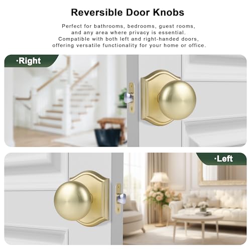 Newlaking Door Knobs Interior, Classic Decorative Satin Brass Passage Door Knob Perfect for Bedroom or Bathroom Doors, Durable Stylish Hardware for Indoor Use- 1 Pack by Newlaking - Image 6