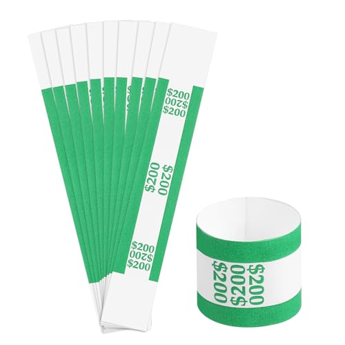 QUARKZMAN Paquete de 150 Paquetes de Bandas de Dinero, Envoltorios de Billetes Autoadhesivos, Correas de Dinero para Organizar Billetes, 7.6x1.18 Pulgadas, Verde