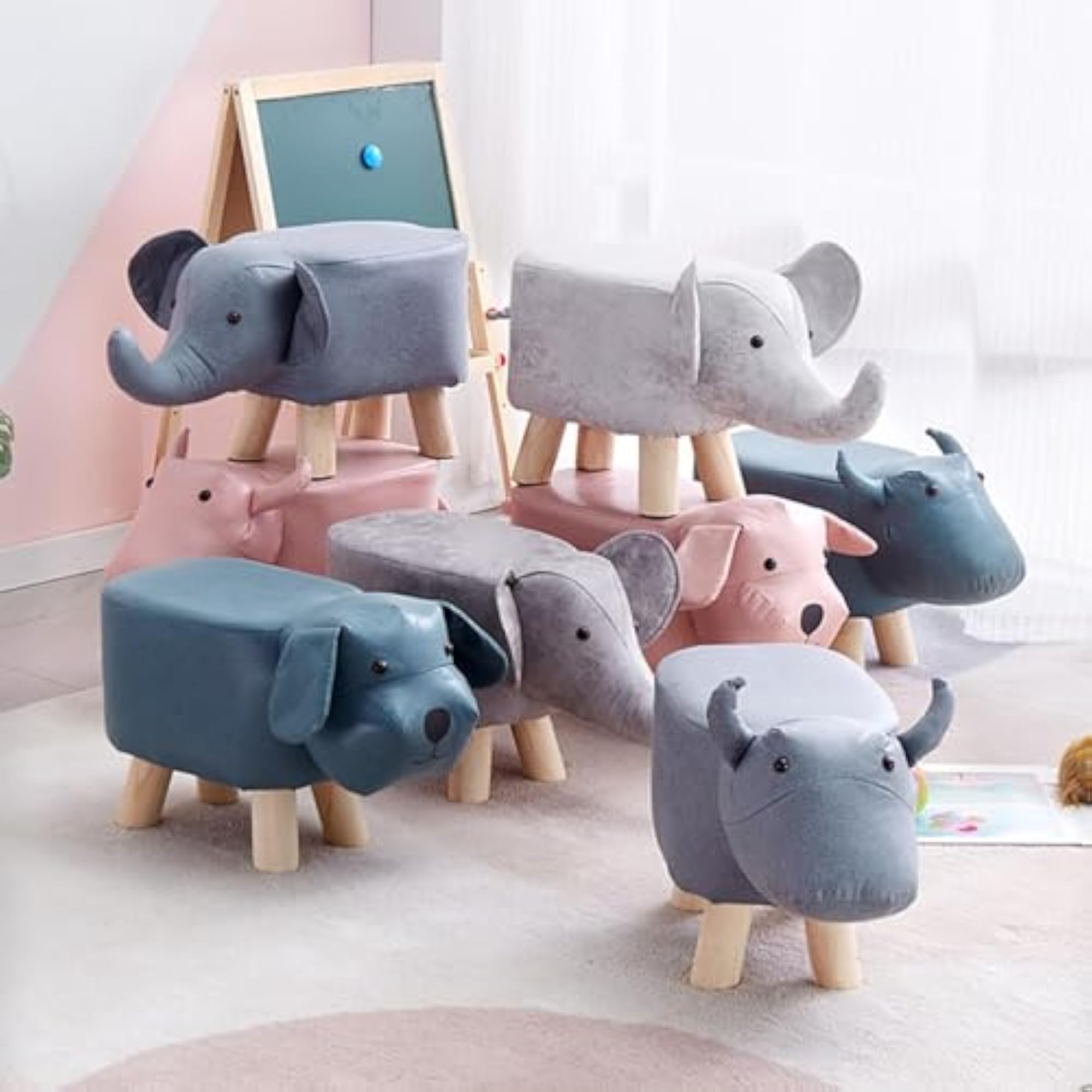 Cute Animal Upholstered Ottoman for Living Room