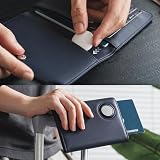 VULKIT Etui na paszport z uchwytem na AirTag, skórzane etui dla dokumentów podróżnych z blokadą RFID, kieszeń na paszport, kieszeń na karty biznesowe i kredytowe, przegródka na karty