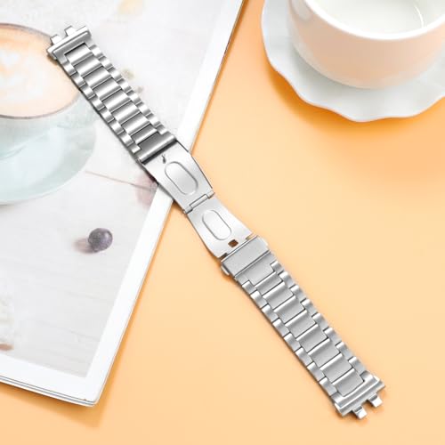 Titanium starp Watch Band Compatible with for Casio GMW-B5000 GM-B2100 GMC-B2100 GMW B5000 GM B2100 stainless steel and Titanium Strap, Silver (silver) by Shangshi - Used condition - Image 4