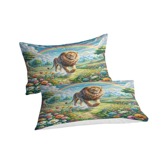 Housse de couette lion 140x200cm en microfibre douce et finitions premium - 3