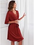 Ekouaer Short Robes for Women Lightweight Kimono Robes Knit Bathrobe Soft Sleepwear with Pockets S-XXL