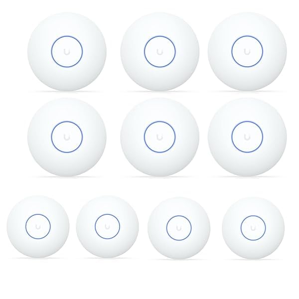 Ubiquiti U7-LITE (Confezione da 10) Access Point WiFi 7 Dual Band 2.4/5 GHz, 2.5GbE RJ45, PoE+, 4 Stream, Copertura 115 m² per unità, 200+ Client, Montaggio Soffitto/Parete, Bianco