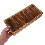 PLAFOPE stojak na wizytówki Organizer na karty na biurko Drewniany uchwyt na kartę przechowywanie wizytówek Uchwyt karty biurkowej Dark Brown
