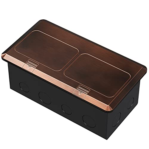 Kyhshj Dual Pop-Up Floor Electrical Outlet Box Kit，20 Amp Stainless Steel Tr Tamper-Resistant Duplex Receptacle Outlet，3-Port Rj45 Datacom Receptacle，Waterproof Gasket With Ip44 Waterproof Rating, Corrosive Resistant Hardware，Etl Listed, Bronze #TOP1