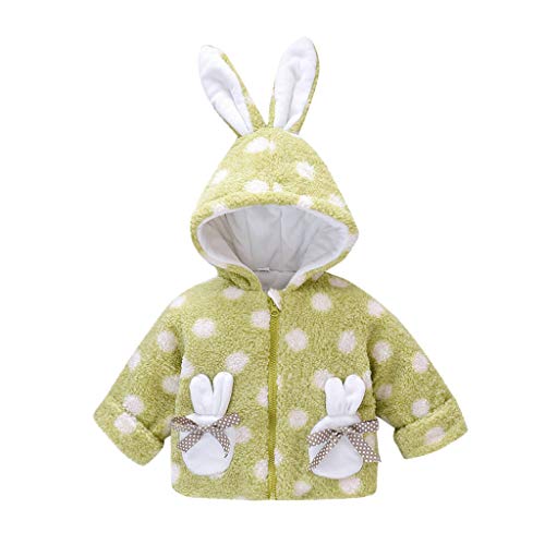 Kehen- Toddler Winter Coat Infant Baby Girl Bunny Ears Hoodie Jacket Shape Fleece Outerwear Easter Clothes Outfit (Green,9-12 Months)