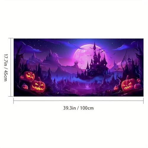Vinilo decorativo Halloween castillo 39.3x17.7 pulgadas miniatura 4