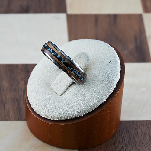 100S JEWELRY 6mm Gunmetal Tungsten Rings for Men & Women: Unique Turquoise & Whiskey Barrel Inlay - Durable Wedding, Engagement, Promise Band - Available in Sizes 6-133