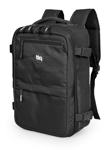 Hauptstadtkoffer blnbag M6 - Handgepäck Reiserucksack 40x20x25 cm Ryanair robuster Rucksack mit Laptop-Fach, Flugzeug Underseater Rucksack Carry-On 20 L, Tagesrucksack, Freizeit, Uni, Reisen, Black
