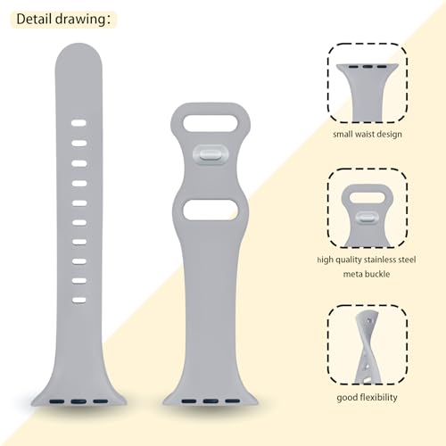 Image of Slim Band Compatible with Apple Watch Bands 38mm 40mm 41mm 42mm 44mm 45mm 46mm 49mm for Women Men,Soft Thin Narrow Silicone Sport Strap Wristbands for iWatch Series 11 10 9 8 7 6 5 4 3 2 1 SE Ultra Gray