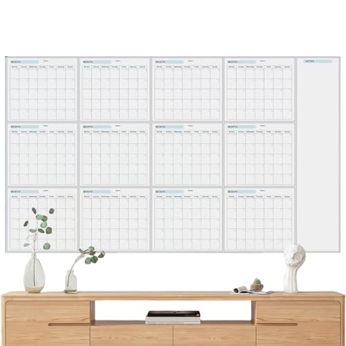 Whiteboard Annual Whiteboard Calendar - Large Schedule Planner, Erasable Dry and Wet Wall Calendar | Simple Dateless Annual Planning Authority, Perfect for Goal Tracking and Time