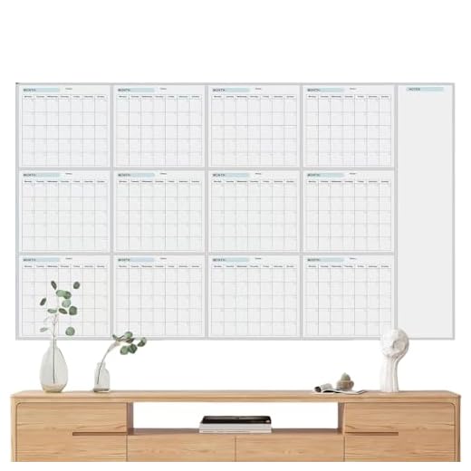 Whiteboard Annual Whiteboard Calendar - Large Schedule Planner, Erasable Dry and Wet Wall Calendar | Simple Dateless Annual Planning Authority, Perfect for Goal Tracking and Time