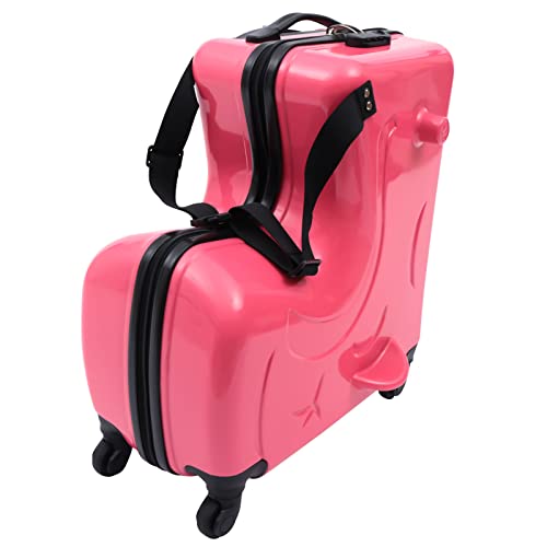 CNCEST 20"/24" Kid's Ride-on Travel Suitcase,Travel Rolling Luggage with Wheels Carry Trolley Luggage with Password Lock,Children's Ride On (20“ Purplish red)