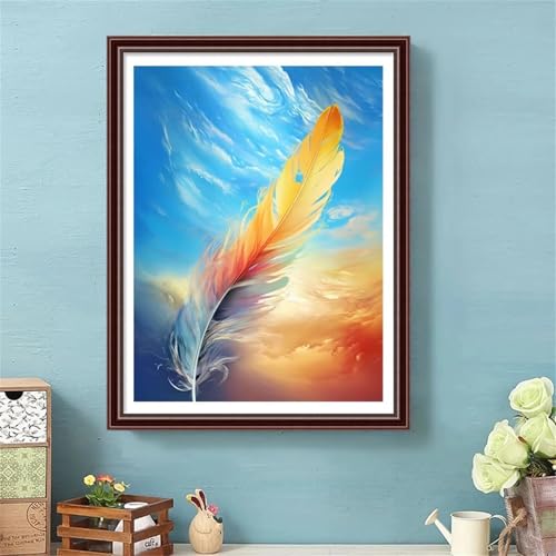 Diamond Painting Adultes Plumes Colorées pour Sublimer Votre Décoration Murale