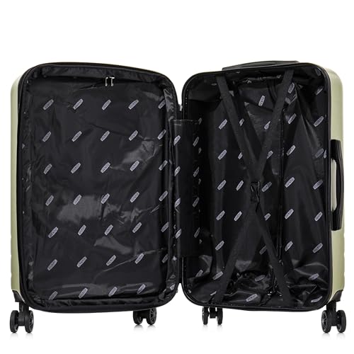 DUKAP ZAHAV 3 Pcs Hardside Luggage Sets | 20 24 28 inch Durable Lightweight Large Medium and Carry on Suitcase | Zippered Suit Case with Gel Handles and Trolley | Green4