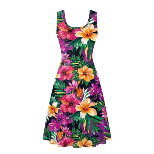 Image of Dreaweet Casual Sleeveless Dresses for Women Girls, Round Neck Tank Dresses with Pockets Summer Sundress Size XS-4XL