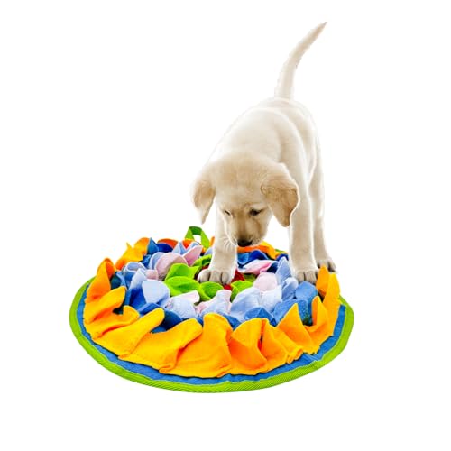 LuckyOpt Slip-Free Dog Snuffle Mat, Dog Feeding Mat Slow Feeder with Hanging Ropeand Relieve Stress, Snuffle Mat for Dogs Rabbits Hamsters to Improve Digestion (Dense Flowers)