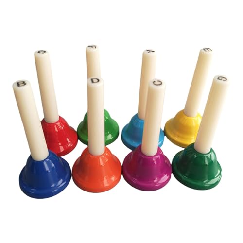 JISADER Cloches à main 8x8 notes pour enfants, cloches métalliques diatoniques, cloches musicales colorées, cloches à Percussion à main pour adultes,