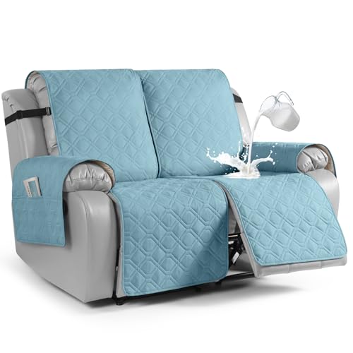 Image of VANSOFY Waterproof Recliner Loveseat Covers Washable, Azuree,2 Seater | 1-Piece, Non-Slip with Elastic Straps, Sofa Cover with Pocket for Dogs, Pets
