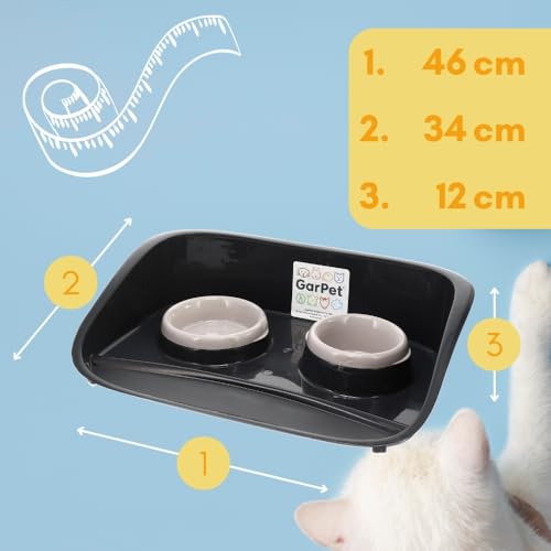 2er Set Futterstation Hund 2 Näpfe Futterbar mit erhöhter Rückwand Hundenapf erhöht Hundebar Futternapf Unterlage Matte Hunde Napfset Katzen
