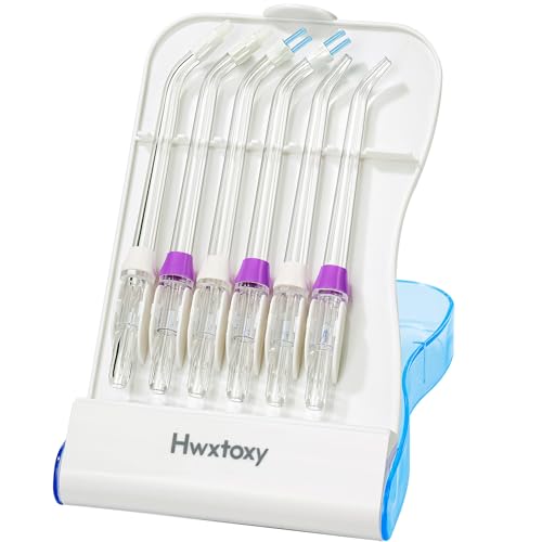 Hwxtoxy Puntas de repuesto para irrigador dental Waterpik, piezas de repuesto Waterpik, estuche de almacenamiento y AquaFlosser 6 puntas (combo de 6 puntas)