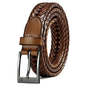 CHAOREN Leather Braided Belts for Men – 1 1/8″ Mens Casual Woven Leather Belt for Dress Pants