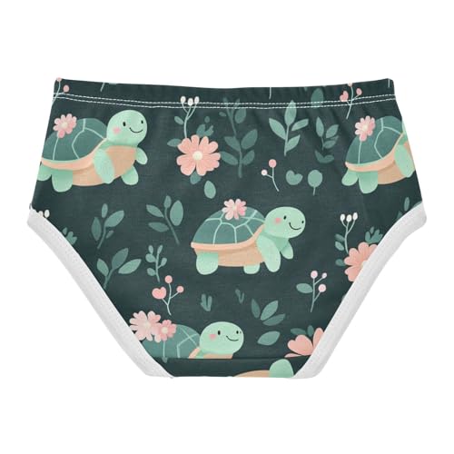 Wusikd Cute Turtles Girls' Underwear Cotton Flowers Girls Briefs Soft Toddler Underwear 2T2