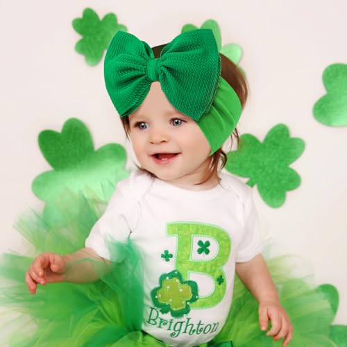YanJie 6" St.Patrick's Day Headbands Baby Green Bow Clover Shamrock Printed Bows Baby Girl Bows Newborn Headbands Hair Accessories Newborn Infant3