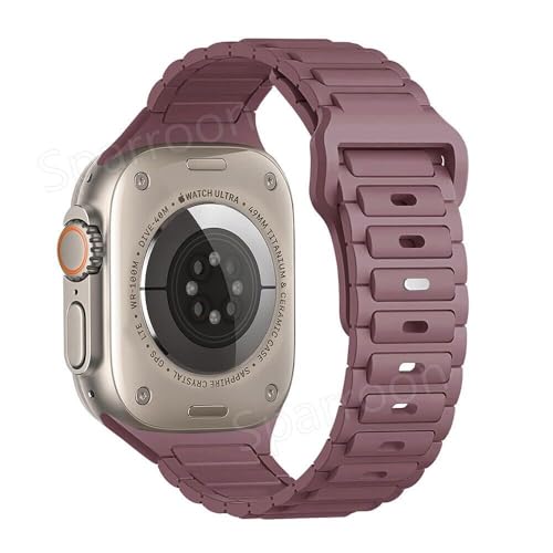 Bracelet en silicone violet fumé avec coque iWatch pour sport et bureau