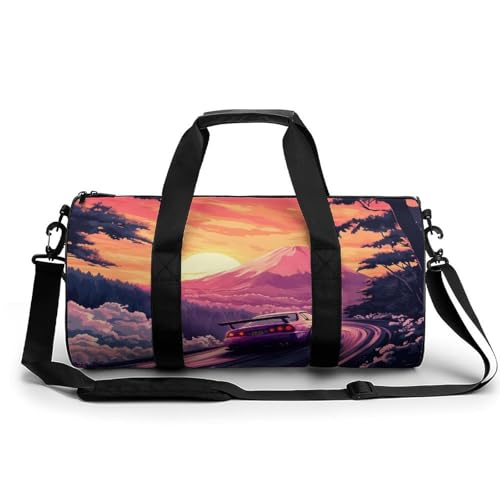 Japanese Car Racing Drifting Sports Gym Bag Travel Duffel Workout Bag with Adjustable Strap