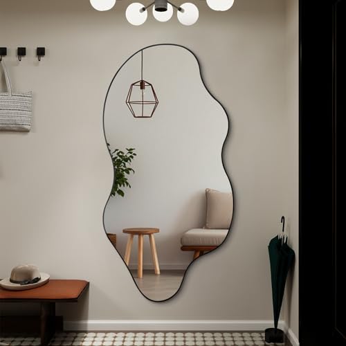 DAOYIJIAJU Large Irregular Mirror, 52"x25.5" Asymmetrical Frameless Mirror for Wall, Modern Abstract Wall Mirrors for Living Room Bathroom Bedroom Hallway Entryway, Hangs Vertically or Horizontally