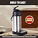 Airpot Coffee Dispenser 102 oz (3L) with Pump, Drip Tray, Cleaning Brush, and Beverage Label - Stainless Steel Insulated Carafe - 24 Hour Heat Retention - 36 Hour Cold Retention - 3 Gifts are included