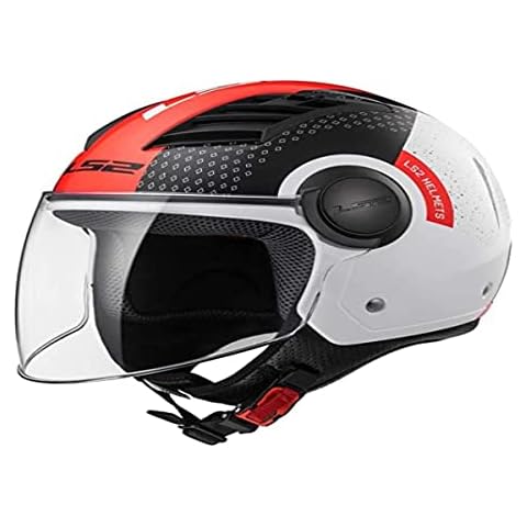 LS2 Motorcycle Helmet - Open Face - OF562 Airflow - Condor, White/Black/Red, L Cover