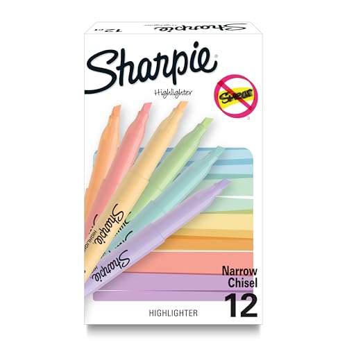 Sharpie Pocket Highlighters, Mild Pastel Colors, Assorted, Chisel Tip, 12 Count - School, Home, and...