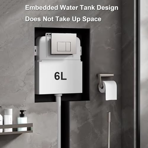 Inodoro comercial de acero inoxidable 304, inodoro de doble descarga para baños con tanque de agua embebido, capacidad de tanque de descarga sifónica de 6L, para hogar, escuela, centro comercial miniatura 2
