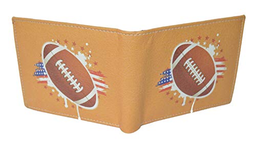 Leatherboss Printed American Football Sports Bifold Credit Card Cash Holder Wallet with Gift box for men (Football)2